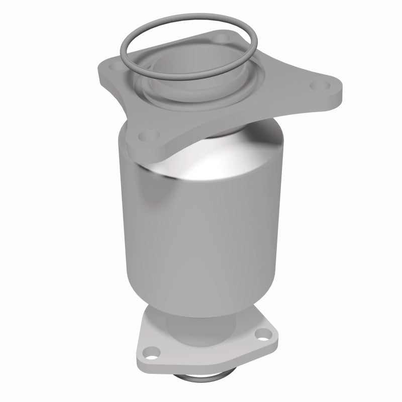 MagnaFlow 444032 carb direct-fit catalytic converter, rear three-quarter view of the turntable spin