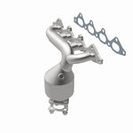 MagnaFlow 50655 hm grade manifold converter, front three-quarter view of the turntable spin