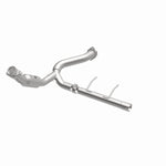 MagnaFlow 5451500 carb direct-fit catalytic converter, opposite front three-quarter view of the turntable spin
