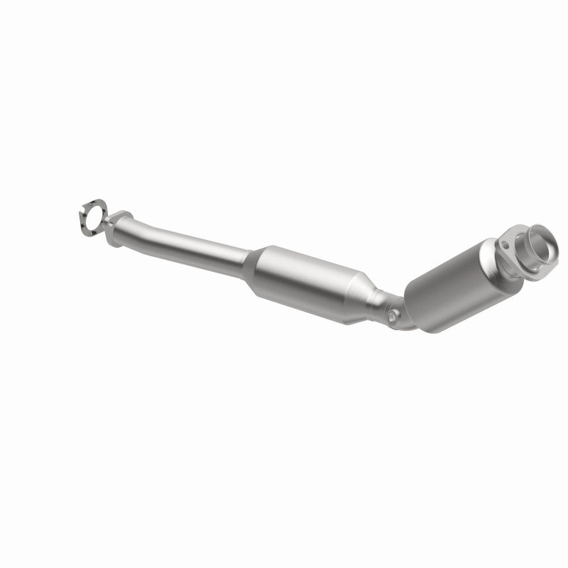 MagnaFlow 5411010 carb direct-fit catalytic converter, opposite front three-quarter view of the turntable spin