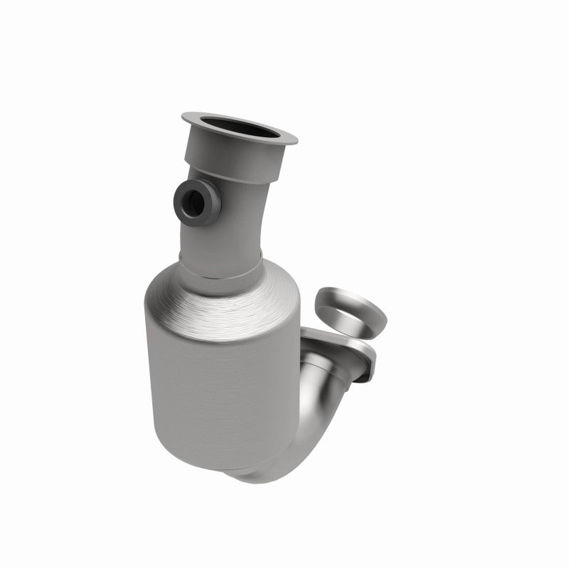 MagnaFlow 93238 hm grade direct-fit catalytic converter, opposite front three-quarter view of the turntable spin