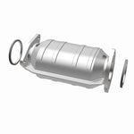 MagnaFlow 26227 hm grade direct-fit catalytic converter, opposite rear three-quarter view of the turntable spin