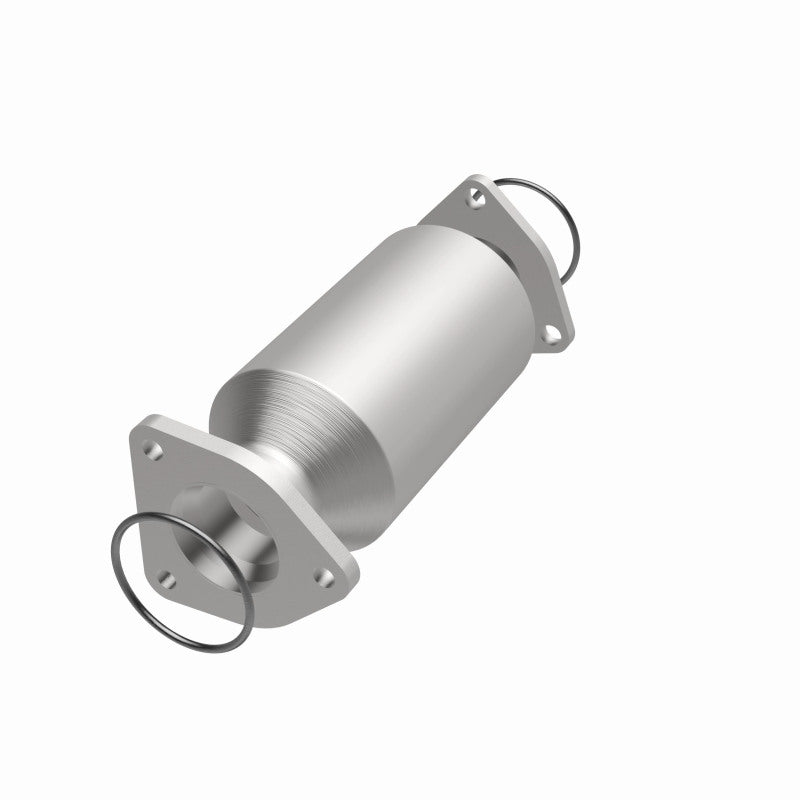 MagnaFlow 93642 hm grade direct-fit catalytic converter, opposite front three-quarter view of the turntable spin