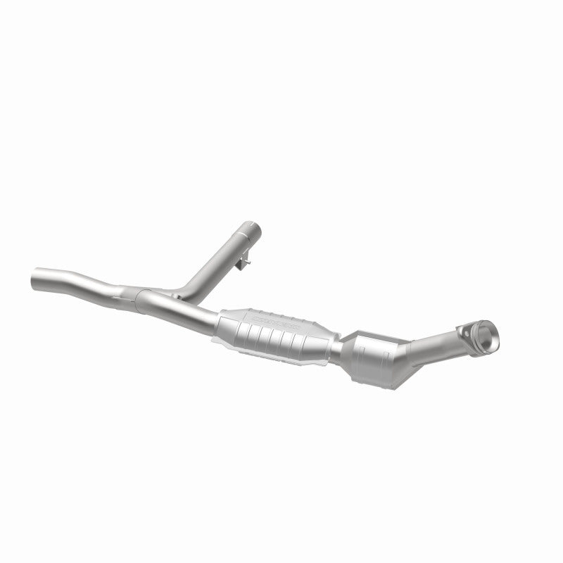 MagnaFlow 49622 oem grade direct-fit catalytic converter, opposite rear three-quarter view of the turntable spin
