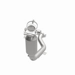 MagnaFlow 4481023 carb direct-fit catalytic converter, opposite front three-quarter view of the turntable spin