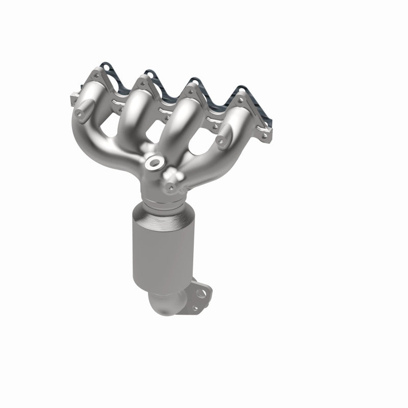 MagnaFlow 49999 oem grade manifold converter, opposite rear three-quarter view of the turntable spin