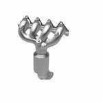 MagnaFlow 49999 oem grade manifold converter, opposite rear three-quarter view of the turntable spin