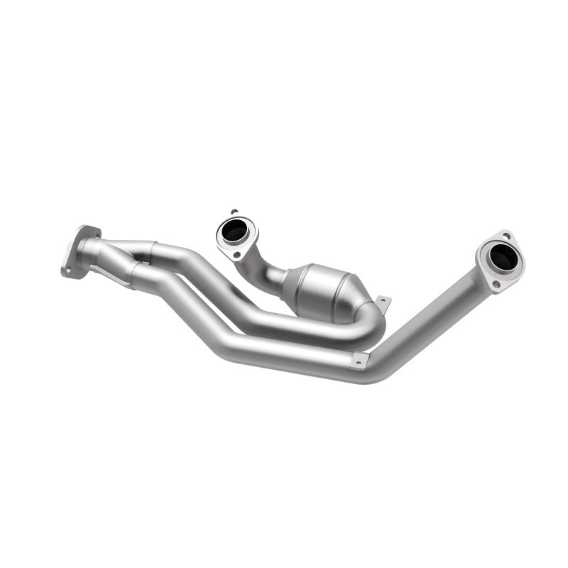 MagnaFlow 23738 hm grade direct-fit catalytic converter, opposite rear three-quarter view of the turntable spin