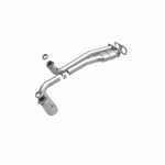MagnaFlow 93607 hm grade direct-fit catalytic converter, front three-quarter view of the turntable spin