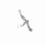 MagnaFlow 5561676 carb direct-fit catalytic converter, rear three-quarter view of the turntable spin