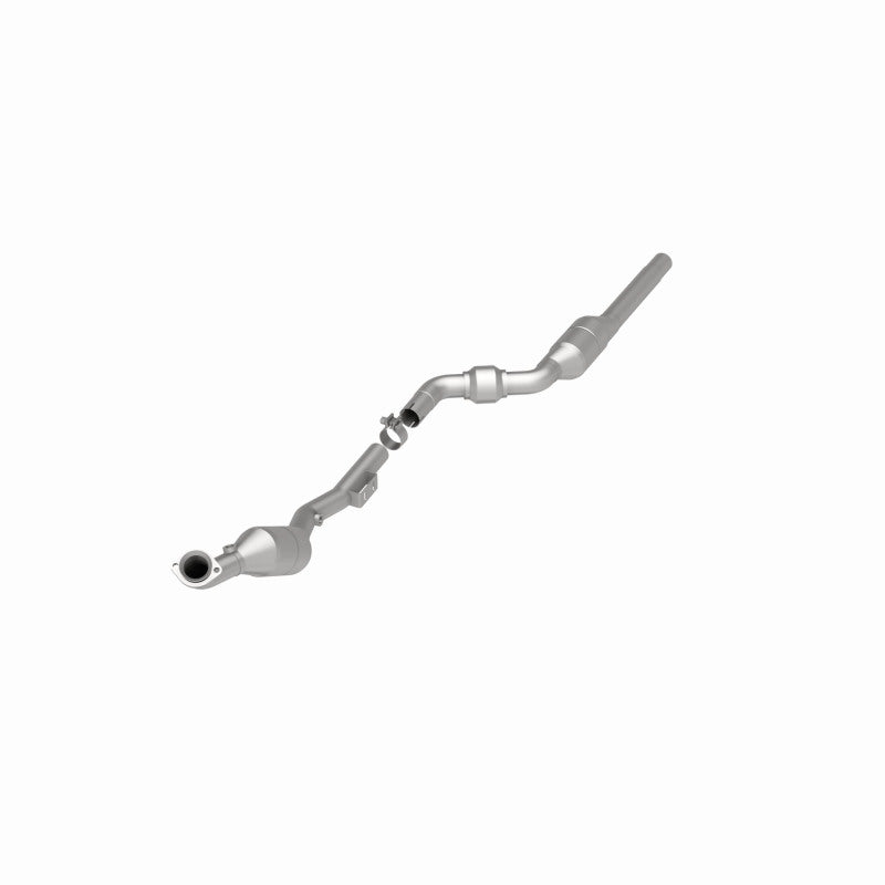 MagnaFlow 93289 hm grade direct-fit catalytic converter, opposite front three-quarter view of the turntable spin