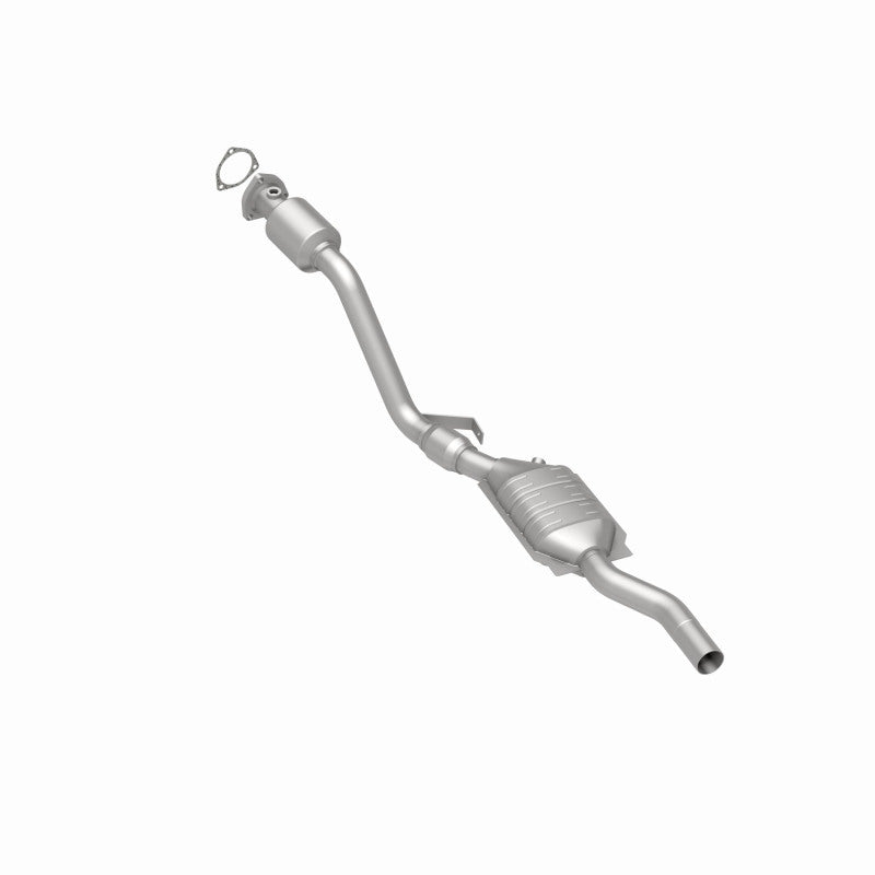 MagnaFlow 444333 carb direct-fit catalytic converter, rear three-quarter view of the turntable spin