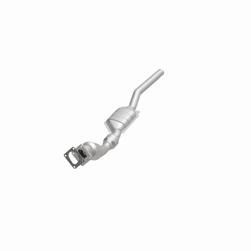 MagnaFlow 24313 hm grade direct-fit catalytic converter, opposite front three-quarter view of the turntable spin