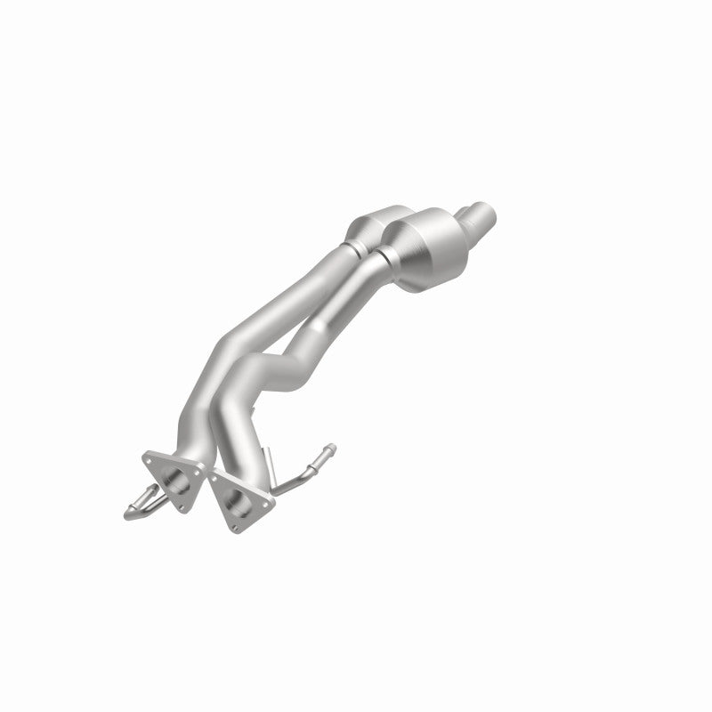 MagnaFlow 51957 oem grade direct-fit catalytic converter, opposite front three-quarter view of the turntable spin