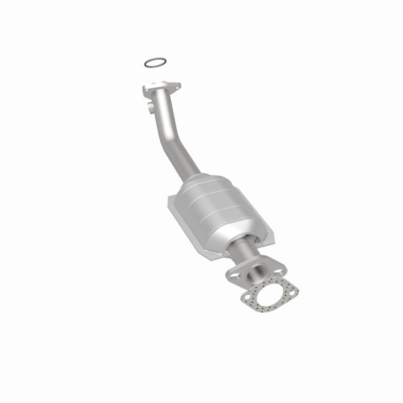 MagnaFlow 49532 oem grade direct-fit catalytic converter, rear three-quarter view of the turntable spin