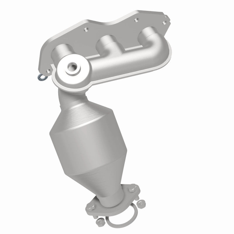 MagnaFlow 49693 oem grade manifold converter, rear three-quarter view of the turntable spin