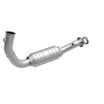 MagnaFlow 93383 hm grade direct-fit catalytic converter, front three-quarter view of the turntable spin
