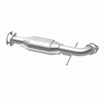MagnaFlow 93327 hm grade direct-fit catalytic converter, opposite rear three-quarter view of the turntable spin