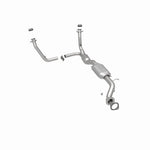 MagnaFlow 49898 oem grade direct-fit catalytic converter, rear three-quarter view of the turntable spin