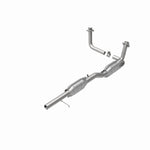 MagnaFlow 447251 carb direct-fit catalytic converter, rear view of the turntable spin