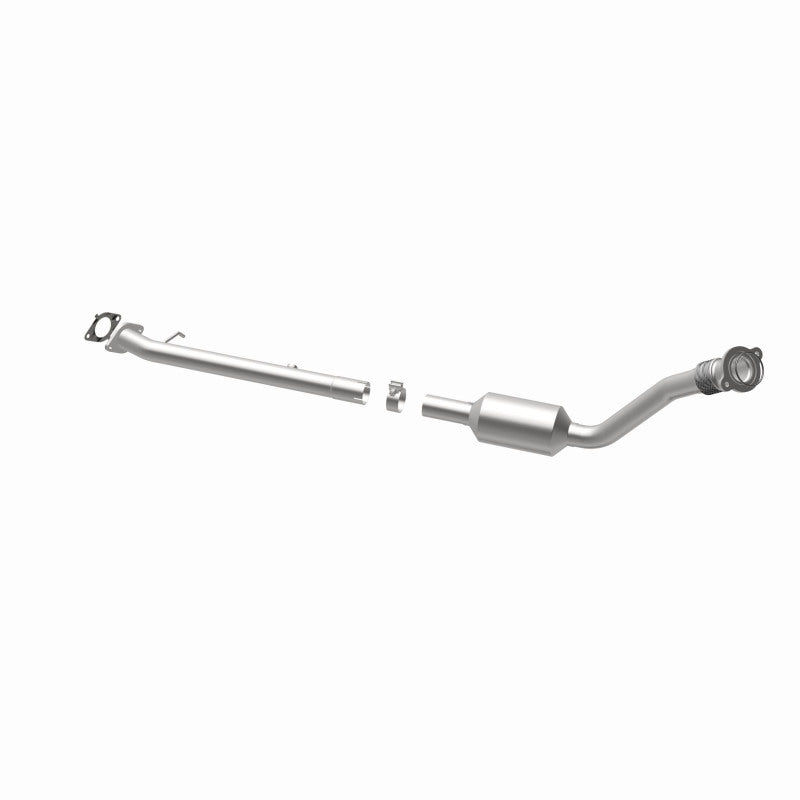 MagnaFlow 4451208 carb direct-fit catalytic converter, opposite rear three-quarter view of the turntable spin