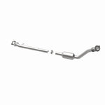 MagnaFlow 4451208 carb direct-fit catalytic converter, opposite rear three-quarter view of the turntable spin