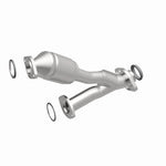 MagnaFlow 93260 hm grade direct-fit catalytic converter, front three-quarter view of the turntable spin