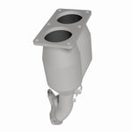 MagnaFlow 23549 hm grade direct-fit catalytic converter, opposite rear three-quarter view of the turntable spin