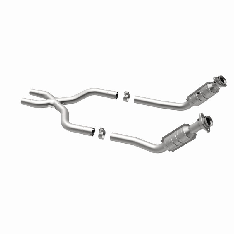 MagnaFlow 49977 oem grade direct-fit catalytic converter, opposite rear three-quarter view of the turntable spin
