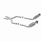 MagnaFlow 49977 oem grade direct-fit catalytic converter, opposite rear three-quarter view of the turntable spin
