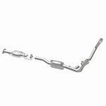 MagnaFlow 93326 hm grade direct-fit catalytic converter, opposite rear three-quarter view of the turntable spin