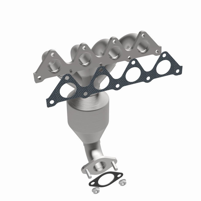 MagnaFlow 49035 oem grade manifold converter, rear three-quarter view of the turntable spin