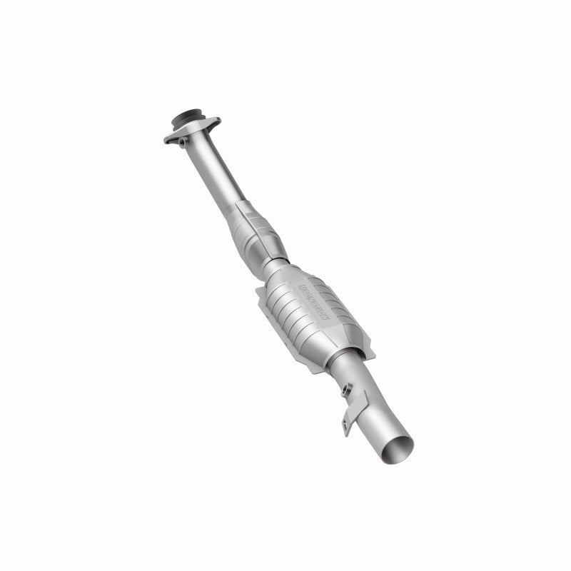 MagnaFlow 93329 hm grade direct-fit catalytic converter, rear three-quarter view of the turntable spin