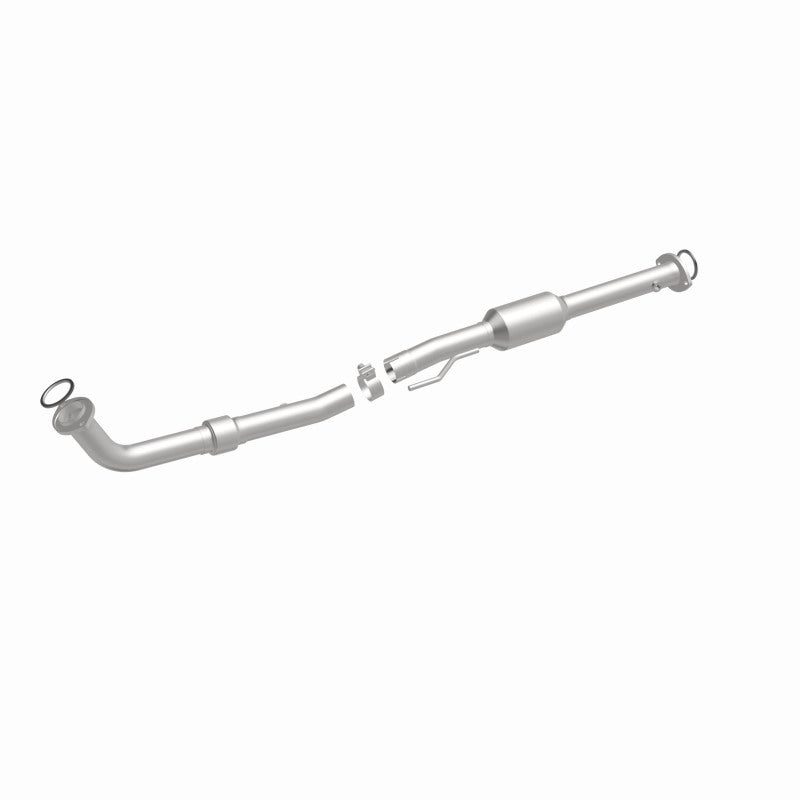 MagnaFlow 49250 oem grade direct-fit catalytic converter, front three-quarter view of the turntable spin