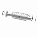 MagnaFlow 49569 oem grade direct-fit catalytic converter, opposite rear three-quarter view of the turntable spin