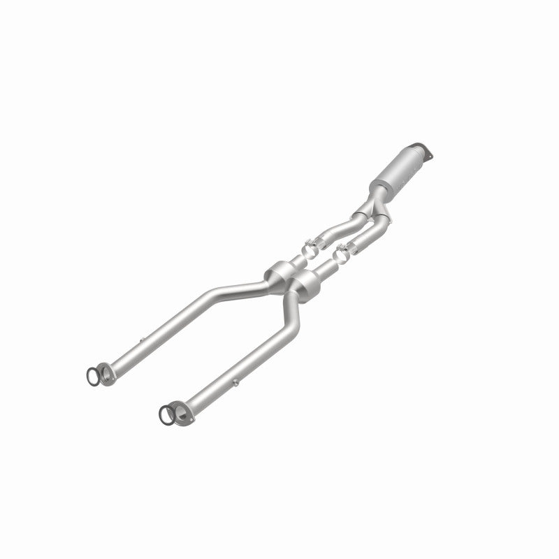 MagnaFlow 51508 oem grade direct-fit catalytic converter, opposite front three-quarter view of the turntable spin