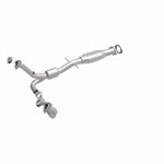 MagnaFlow 49110 oem grade direct-fit catalytic converter, front three-quarter view of the turntable spin