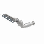 MagnaFlow 452859 carb manifold converter, opposite front three-quarter view of the turntable spin