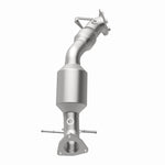 MagnaFlow 5551537 carb direct-fit catalytic converter, opposite rear three-quarter view of the turntable spin