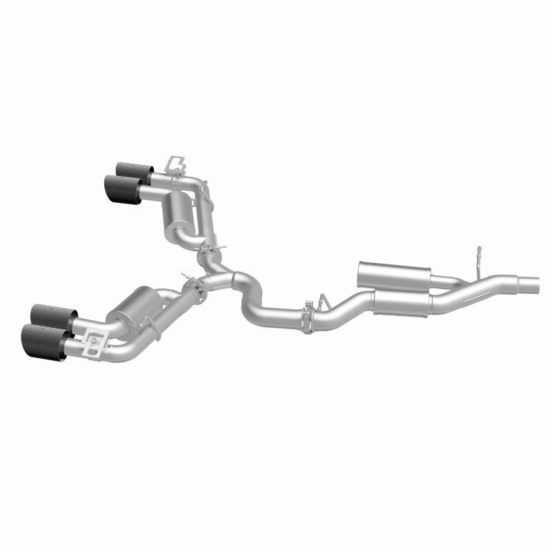 MagnaFlow 19617 neo series cat-back exhaust, side view of the turntable spin