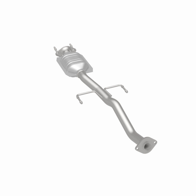 MagnaFlow 441672 carb direct-fit catalytic converter, rear three-quarter view of the turntable spin