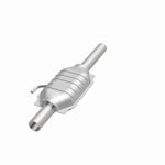 MagnaFlow 3391222 carb direct-fit catalytic converter, opposite front three-quarter view of the turntable spin