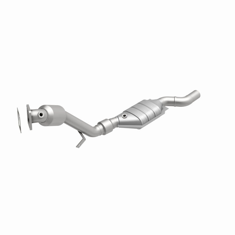 MagnaFlow 24314 hm grade direct-fit catalytic converter, front three-quarter view of the turntable spin