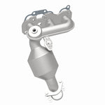MagnaFlow 452014 carb manifold converter, rear three-quarter view of the turntable spin