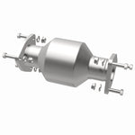 MagnaFlow 5592184 carb direct-fit catalytic converter, opposite rear three-quarter view of the turntable spin