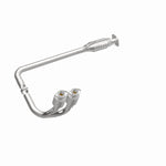 MagnaFlow 93649 hm grade direct-fit catalytic converter, front three-quarter view of the turntable spin