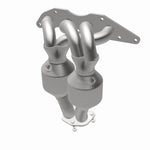 MagnaFlow 49347 oem grade manifold converter, opposite rear three-quarter view of the turntable spin