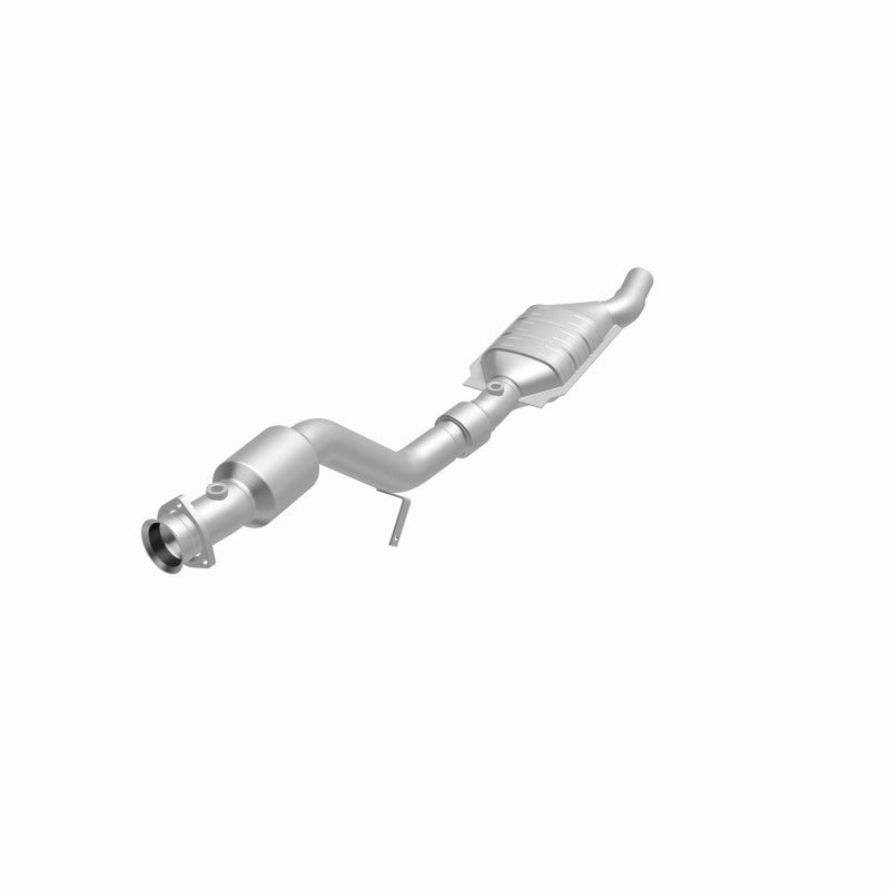 MagnaFlow 24122 hm grade direct-fit catalytic converter, opposite front three-quarter view of the turntable spin