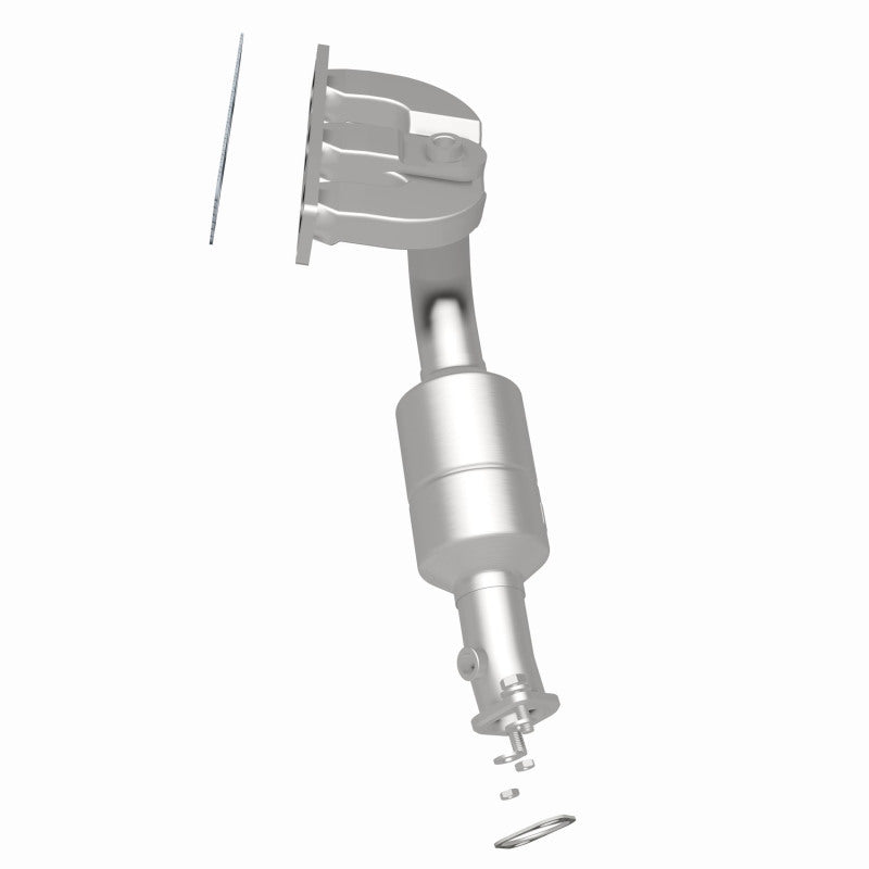 MagnaFlow 49770 oem grade manifold converter, rear three-quarter view of the turntable spin