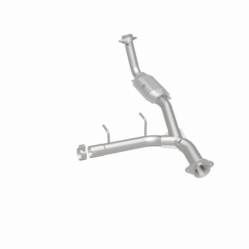 MagnaFlow 93125 hm grade direct-fit catalytic converter, rear three-quarter view of the turntable spin